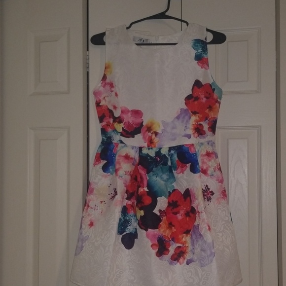 shein white floral dress
